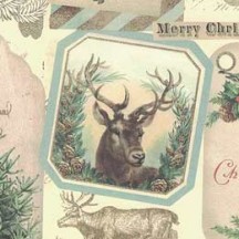 Reindeer and Greenery Christmas Collage Print Paper ~ Kartos Italy
